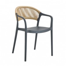 DONNA Πολυθρόνα-Pro Στοιβαζόμενη, PP-UV Ανθρακί, Rope Wicker Φυσικό 57x55x79cm Woodwell 25750 Ε3150,4 DONNA Πολυθρόνα-Pro Στοιβαζόμενη, PP-UV Ανθρακί, Rope Wicker Φυσικό 57x55x79cm Woodwell 25750 Ε3150,4