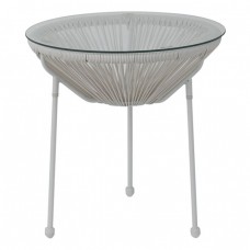 ACAPULCO Τραπεζάκι Μέταλλο Βαφή Άσπρο, Rattan Άσπρο Φ50cm H.50cm Woodwell 20162 Ε246,Α1 