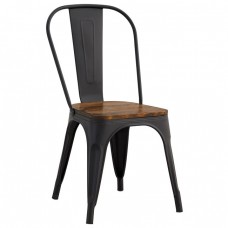 RELIX Wood Καρέκλα Μέταλλο Βαφή Μαύρο Extra Matte, Κάθισμα Dark Oak, Στοιβαζόμενη 45x53x85cm Woodwell 23971 Ε5191W,1W 