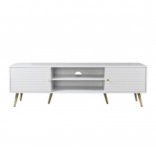 Zizel TV Stand 2Πόρτες Λευκό Με Pattern Χρυσό 160x39x49υψ Liberta 05-0575