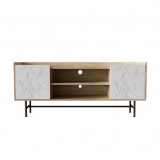 Stockholm TV Stand Sonoma Decape Λευκό Με Οψη Μαρμάρου 140x39,5x60υψ Liberta 05-0563