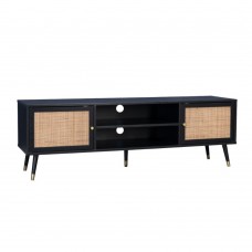 Vienna TV Stand Μαύρο Με Rattan 150x39x49υψ Liberta 05-0565