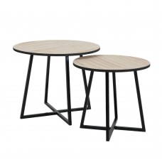 CRUZ SIDE TABLE SET 2ΤΕΜ ΦΥΣΙΚΟ ΜΑΥΡΟ 50x50xH40cm Liberta 04-0666