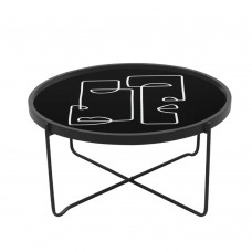 FACE COFFEE TABLE ΠΟΛΥΧΡΩΜΟ ΜΕ PATTERN ΜΑΥΡΟ 75x75xH37,5cm Liberta 04-0651