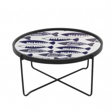 FISHY COFFEE TABLE ΠΟΛΥΧΡΩΜΟ ΜΕ PATTERN ΛΕΥΚΟ 75x75xH37,5cm Liberta 04-0649