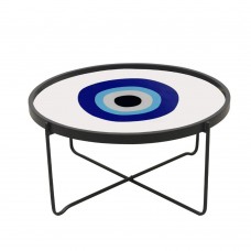 BLUE EYES COFFEE TABLE ΠΟΛΥΧΡΩΜΟ ΜΕ PATTERN ΛΕΥΚΟ 75x75xH37,5cm Liberta 04-0648