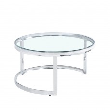 LOUXOR COFFEE TABLE ΑΣΗΜΙ ΔΙΑΦΑΝΟ 80x80xH43cm Liberta 04-0534