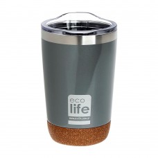 Light Grey (Cork Bottom) Coffee Thermos 370ml | Διαφανές Καπάκι Ecolife 33-BO-4107 Light Grey (Cork Bottom) Coffee Thermos 370ml | Διαφανές Καπάκι Ecolife 33-BO-4107